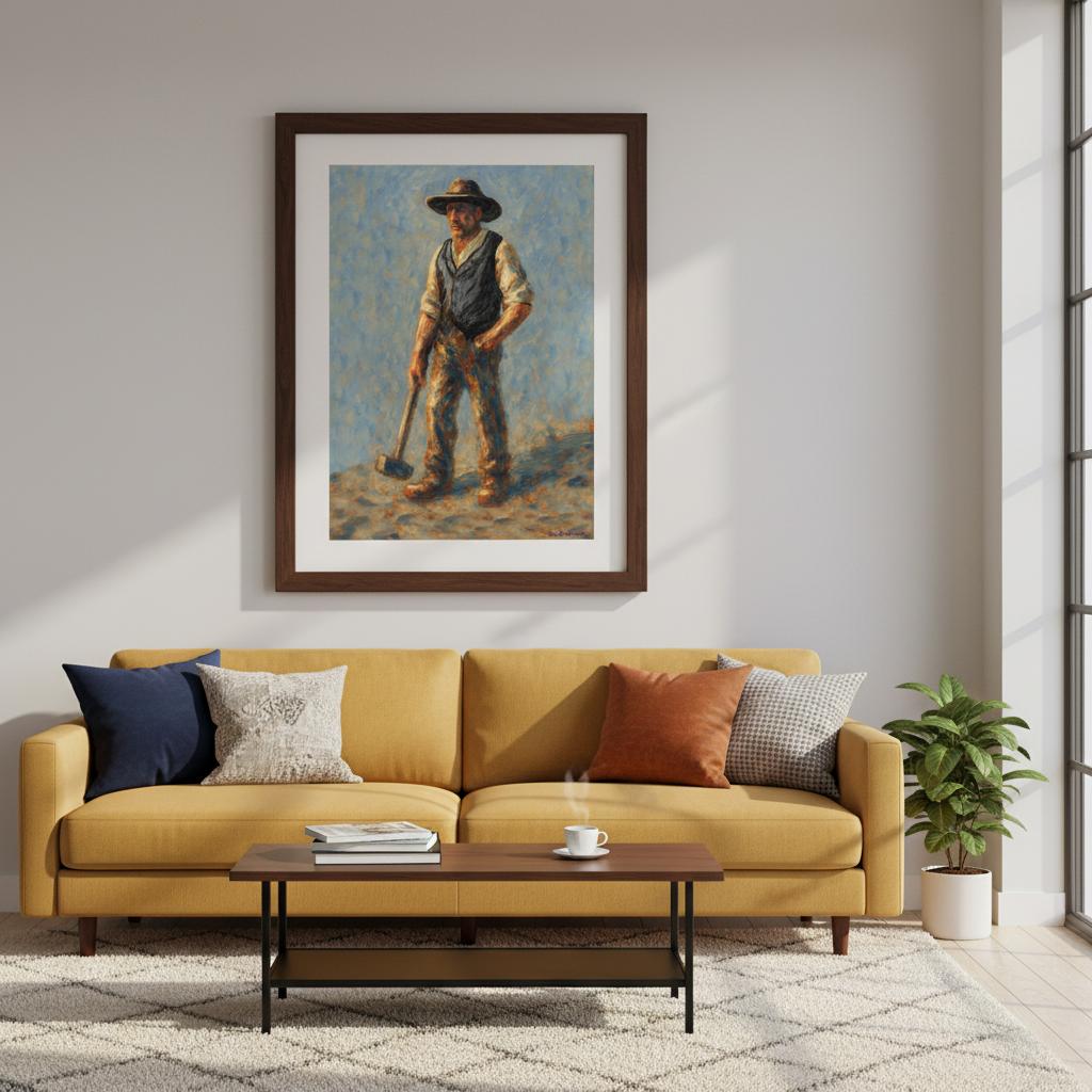 I mørk ramme over sofa