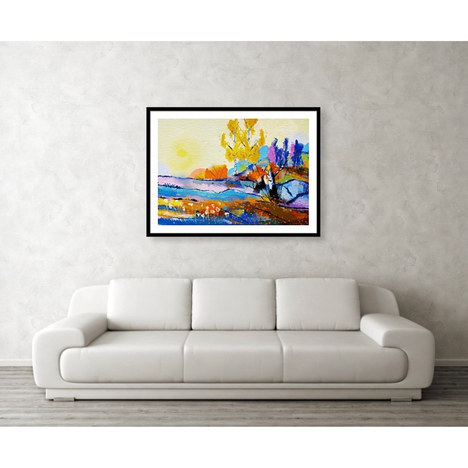 Abstract Blue Nature 3 over sofa - HareideART