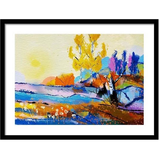 Abstract Blue Nature 3 sort ramme - HareideART