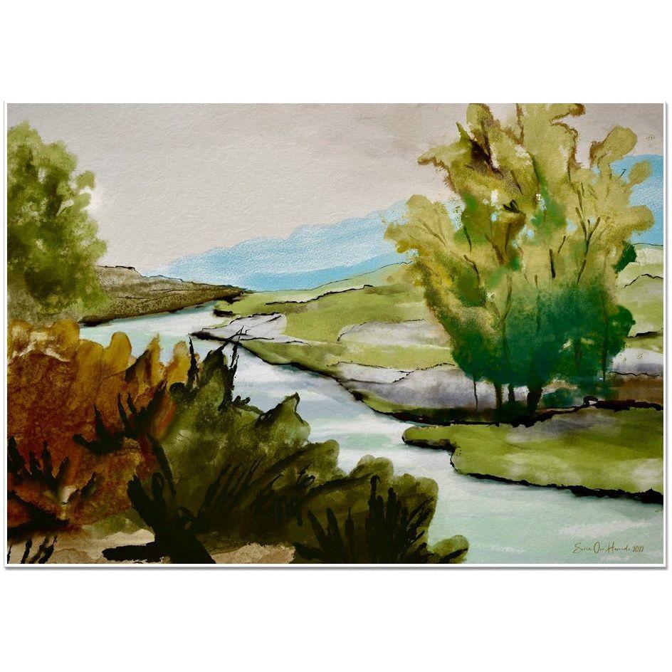 Abstract nature with a river uten ramme - HareideART