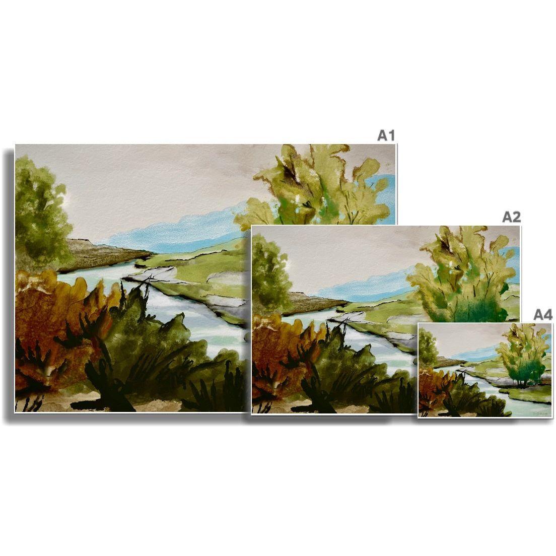 Abstract nature with a river ulike størrelser  - HareideART