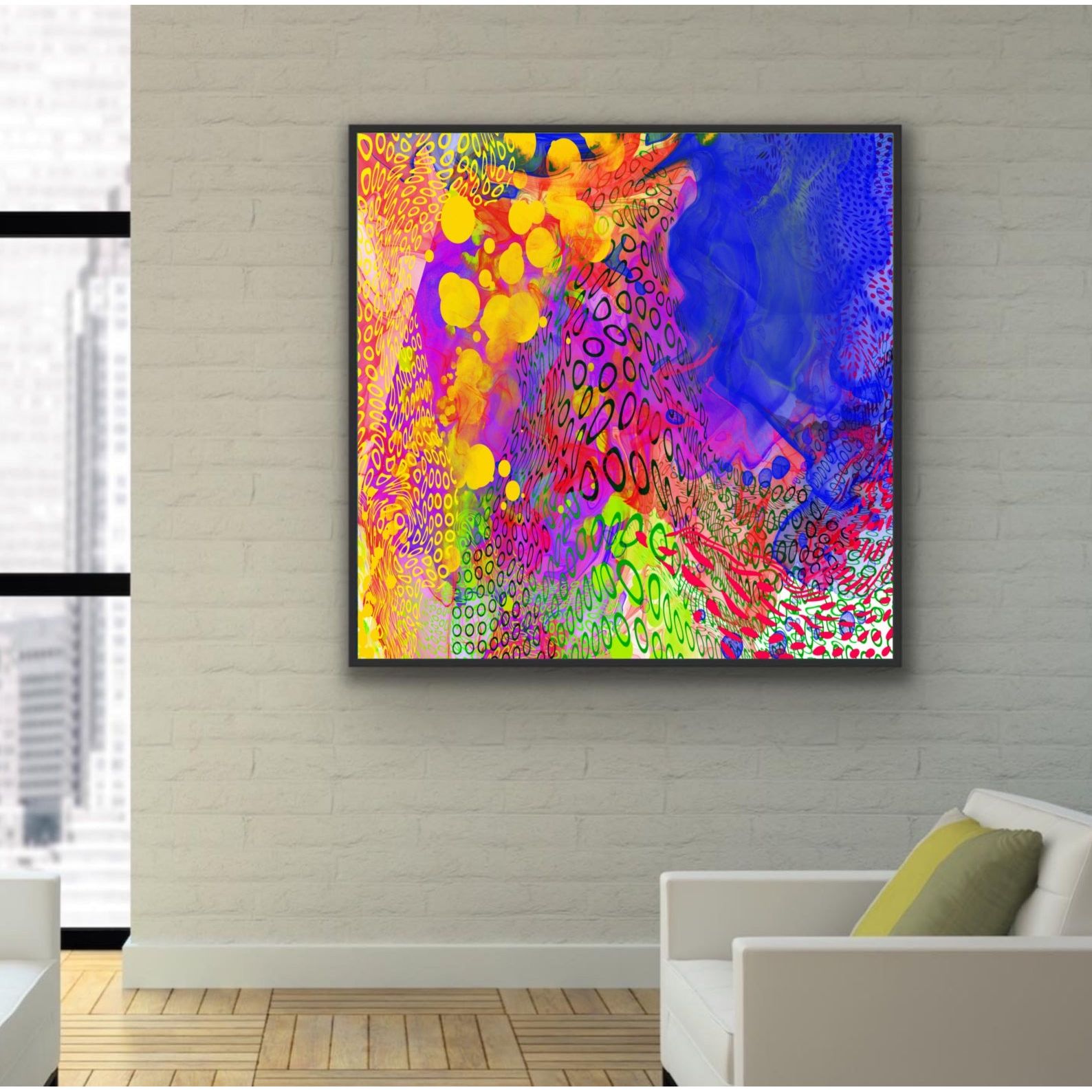 Abstractly digital - canvas og sort ramme HareideART