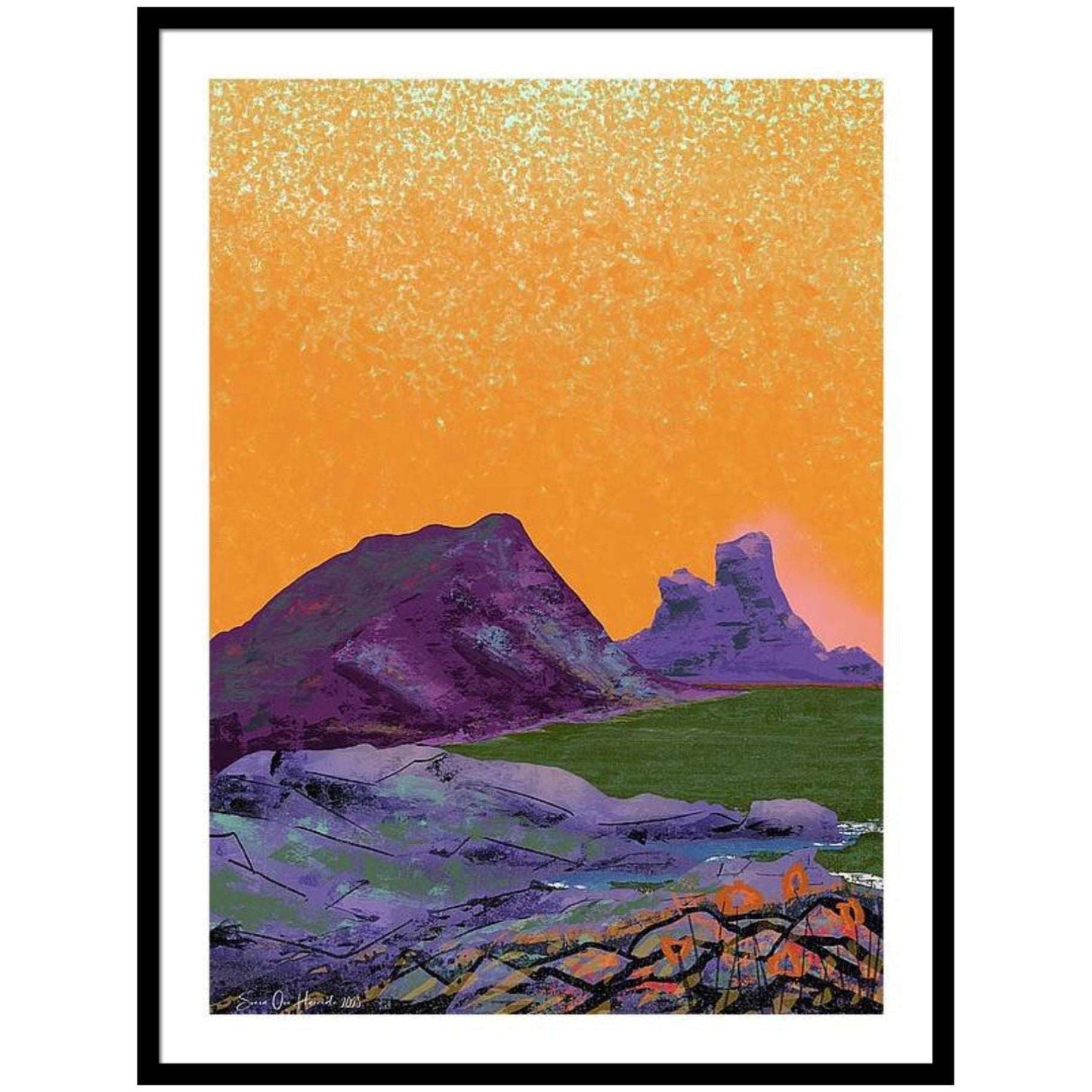 Balanse mellom elementene – abstrakt kunstprint med harmonisk samspill mellom geometriske og organiske former, kunstprint av HareideART