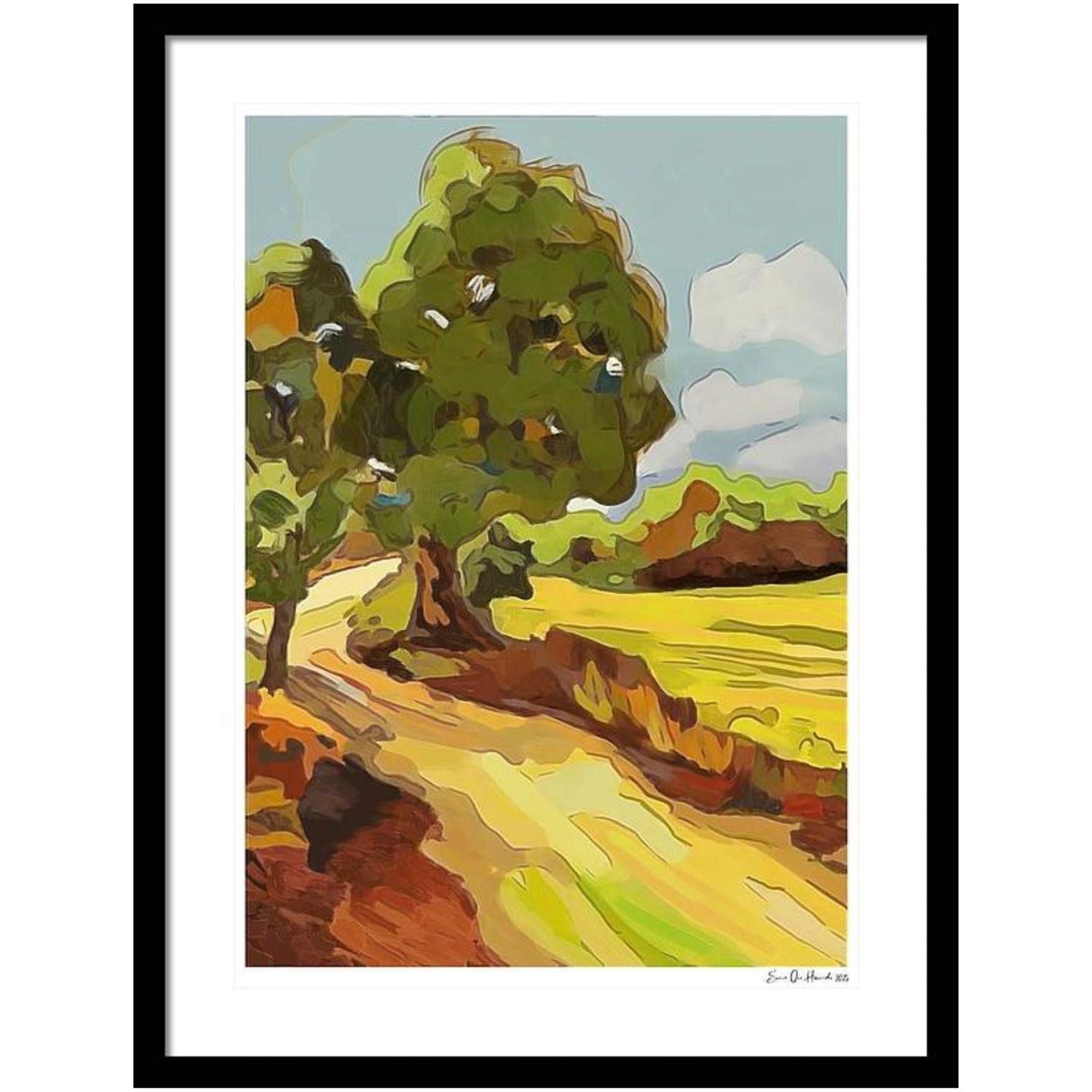 Between trees - i sort ramme  HareideART