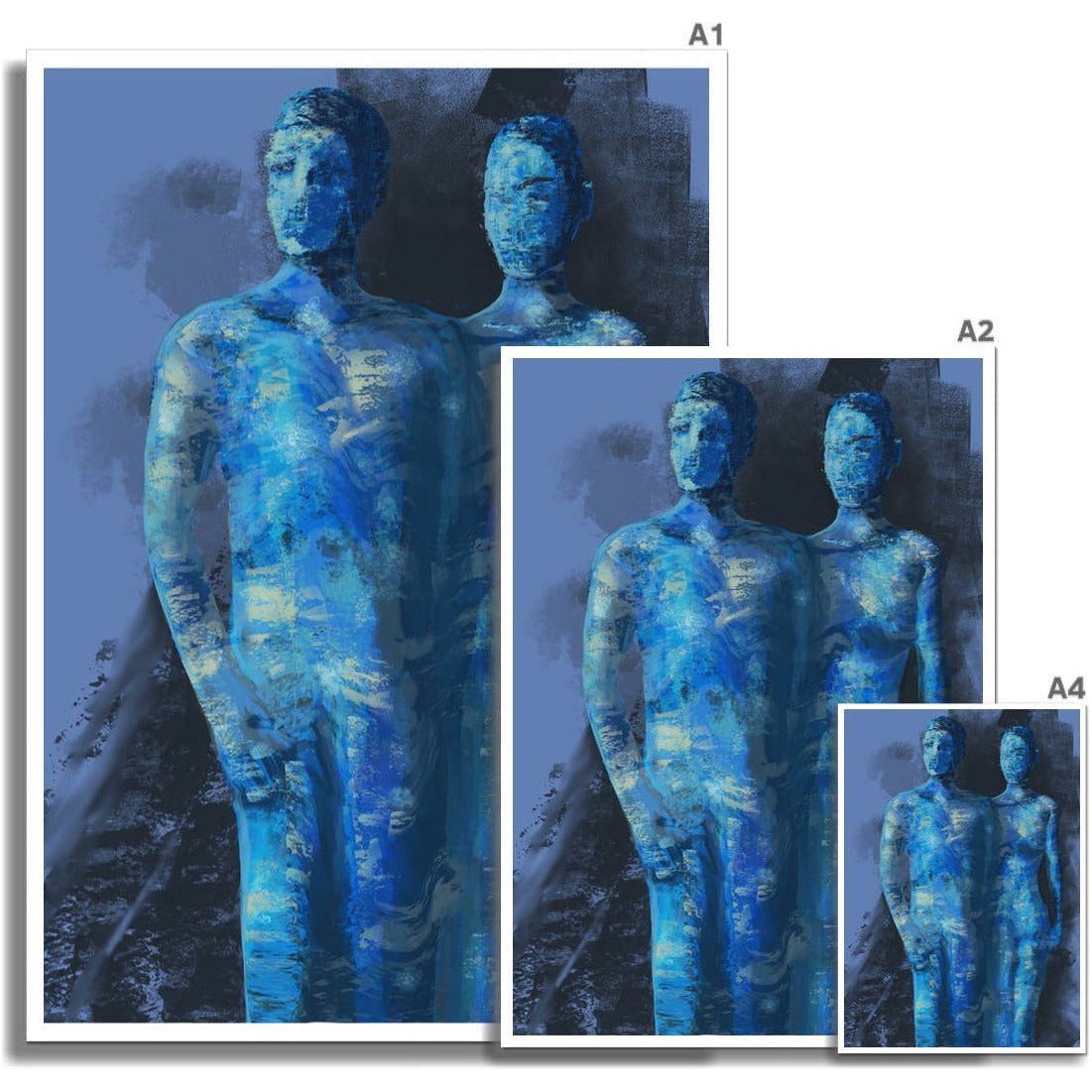 Blue couple ulike størrelser