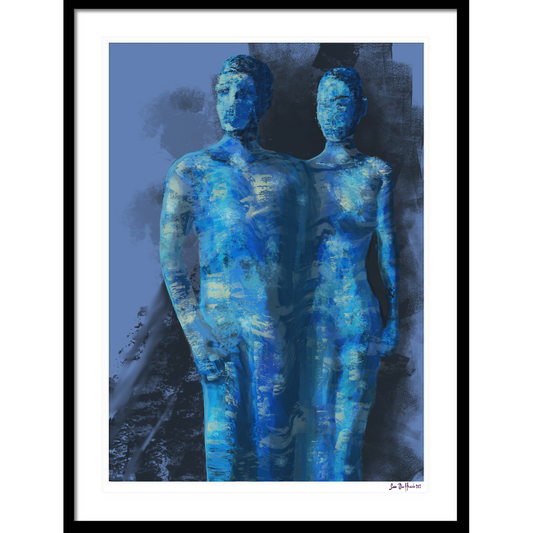 Blue couple i sort ramme