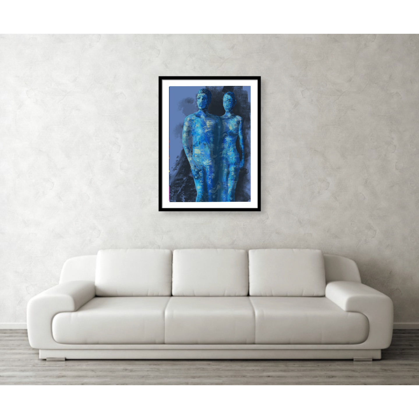 Blue couple over sofa