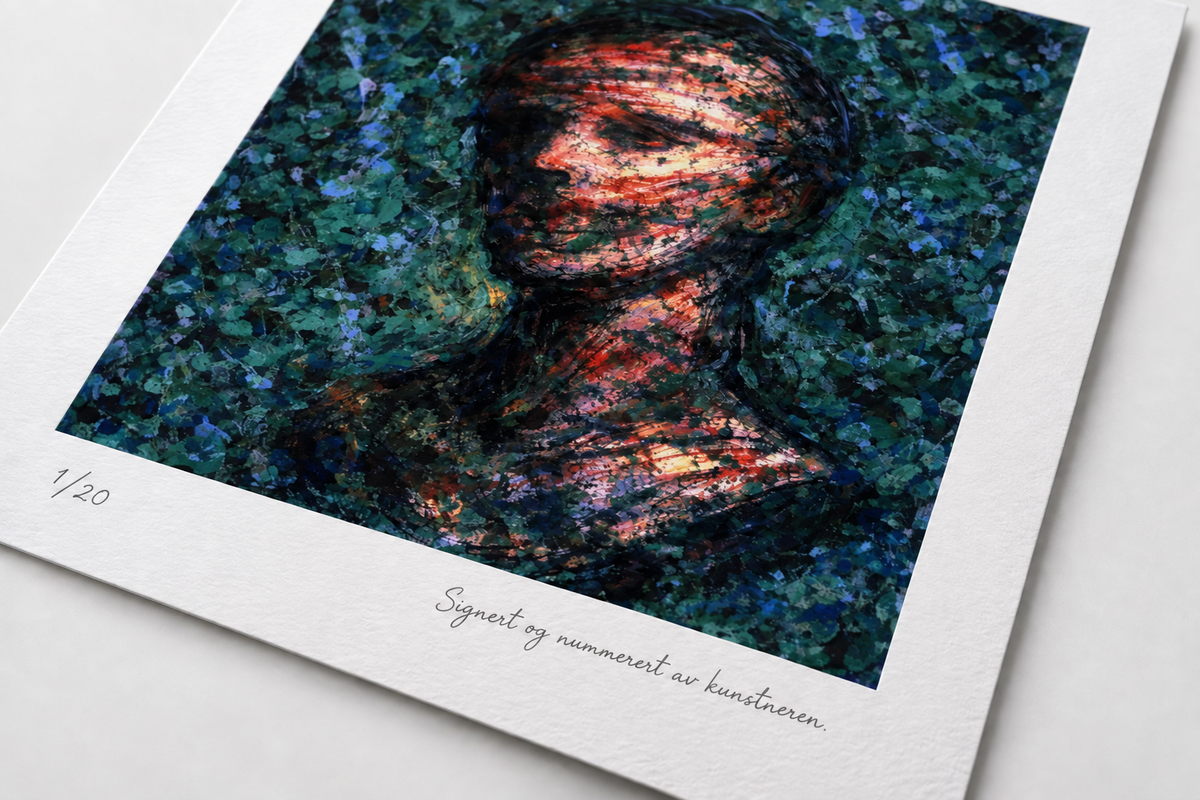 Ansikt i stillhet – signert giclée-trykk
