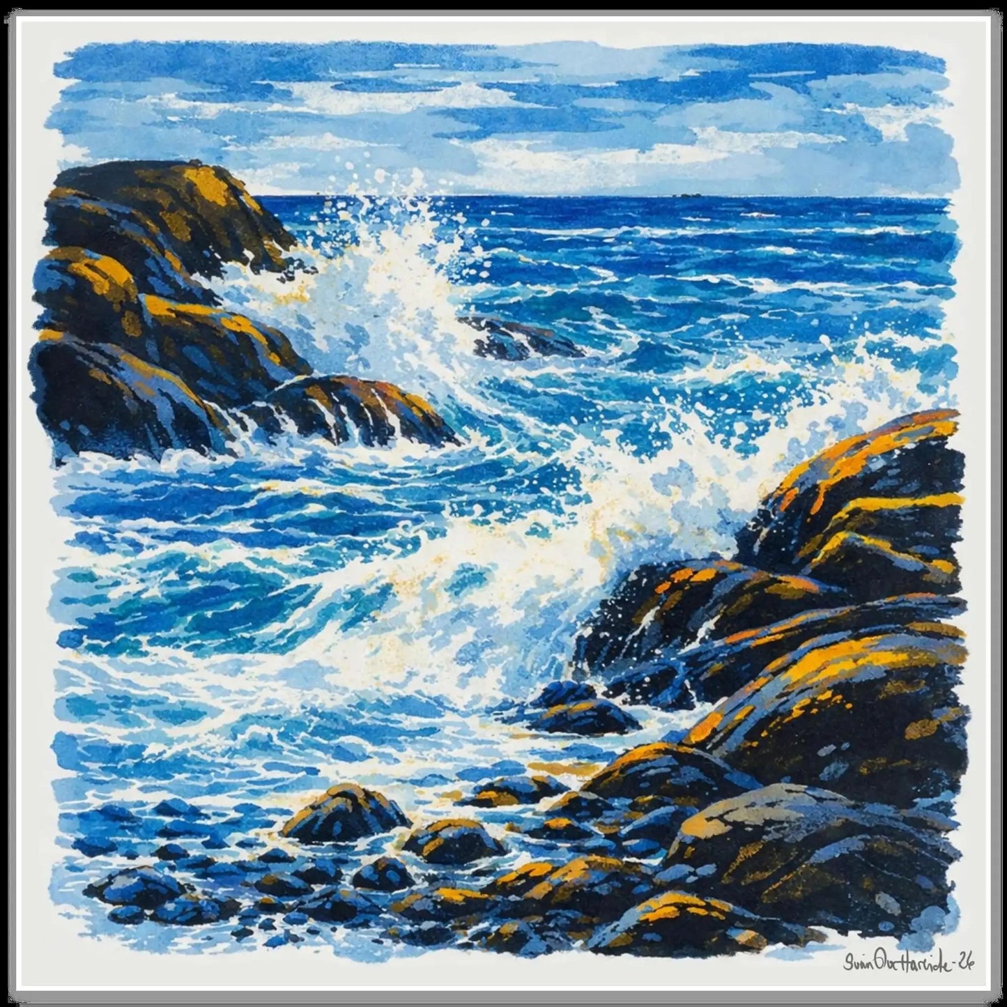 Der Havet Møter Stein – signert giclée-trykk