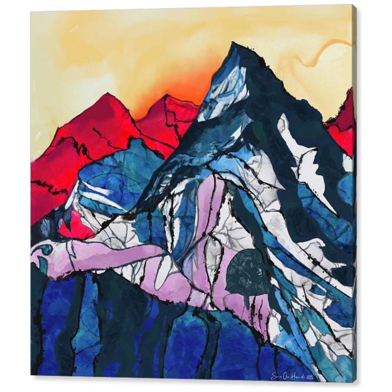 Segmentert fjellandskap på Canvas