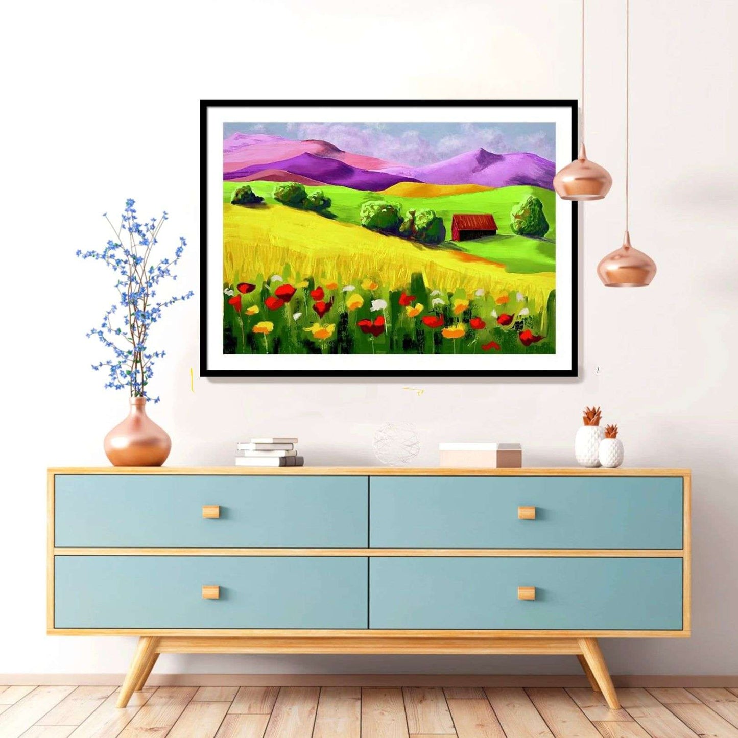 Sommerlandskap på vegg