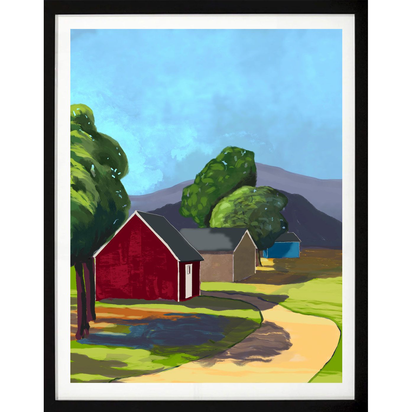 Tre hus i ettermiddagssolen - HareideART