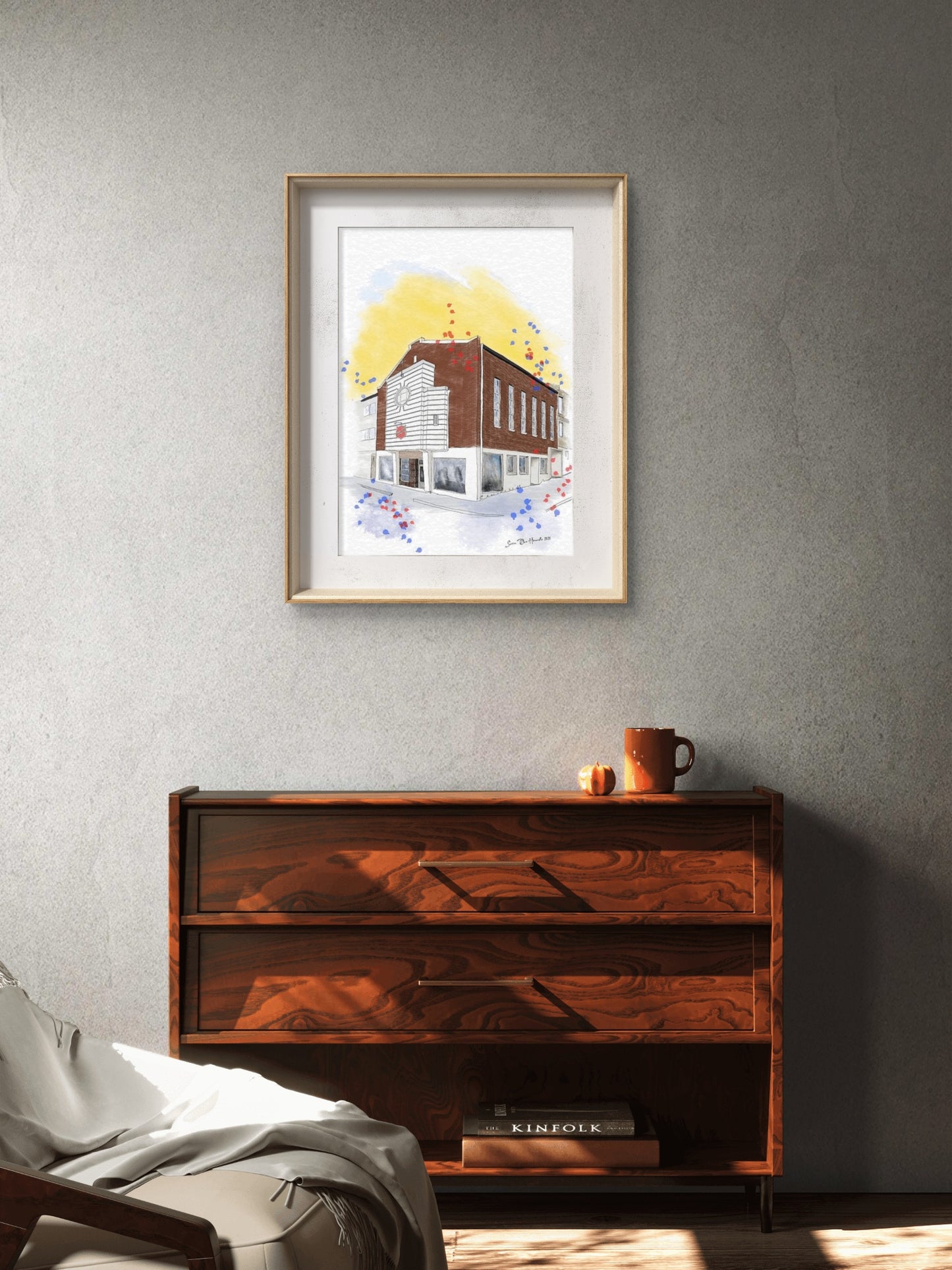 Illustrasjon-av-Baptisten-bygning-i-Narvik-Giclee-print-HareideART