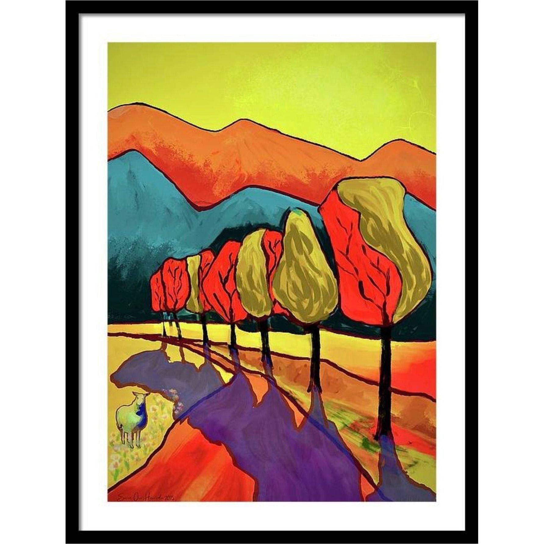 Landskap med fjell og trær - HareideART