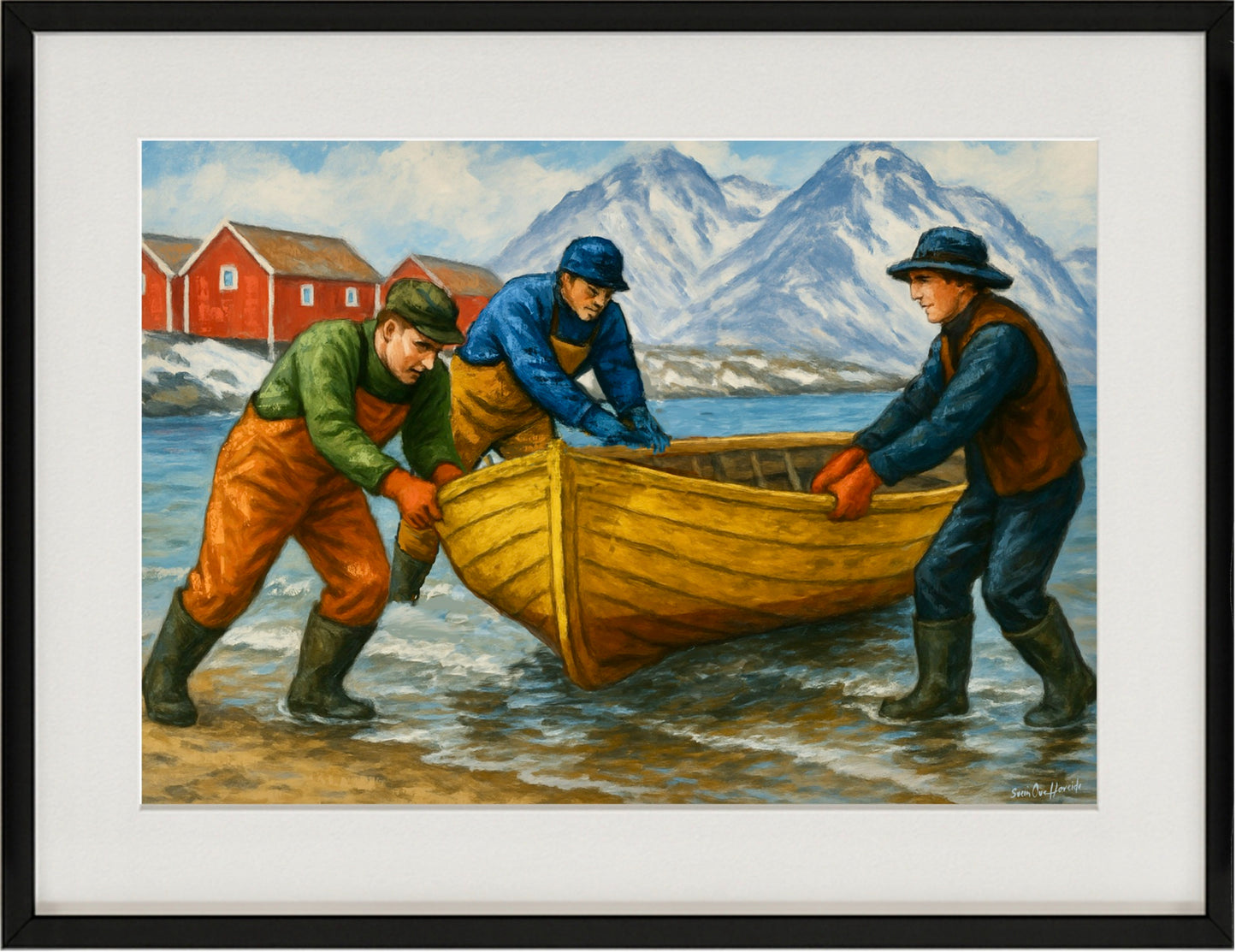 Samtidskunst i ren og moderne stil – minimalistisk digital veggkunst I sort ramme