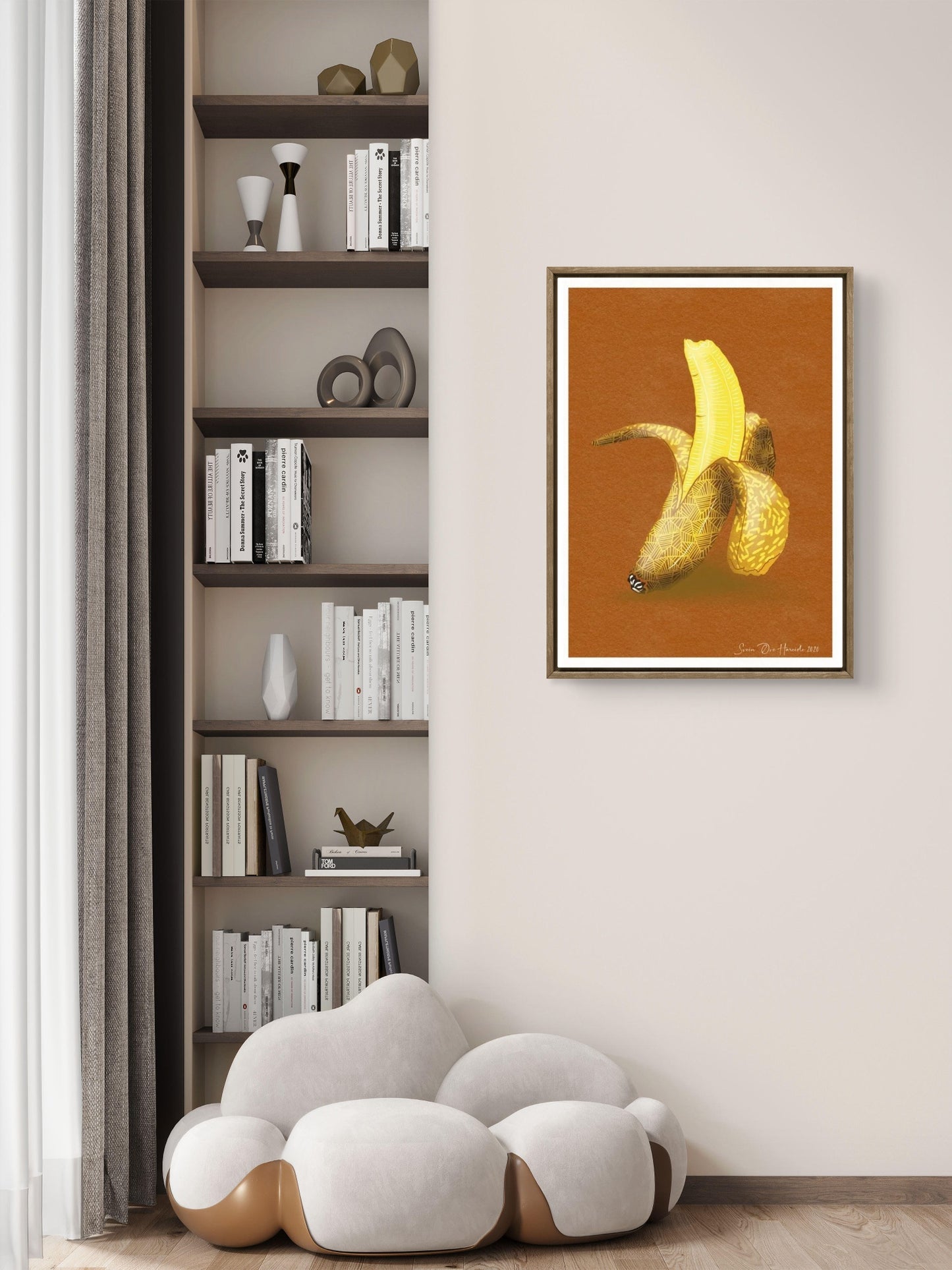 Pop Banana detalj – nærbilde av farger og komposisjon i pop art bananmotiv av HareideART