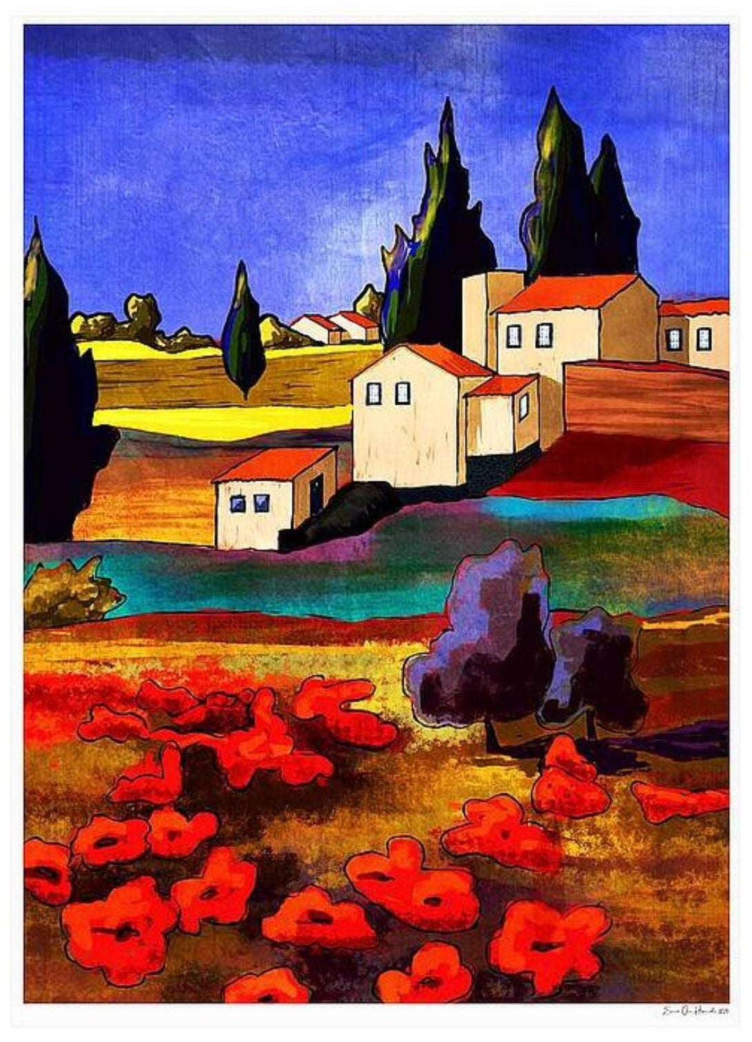 Viskninger fra Iberia – surrealistisk spansk landskap med drømmende iberoamerikansk atmosfære og fargeprakt, kunstprint av HareideART