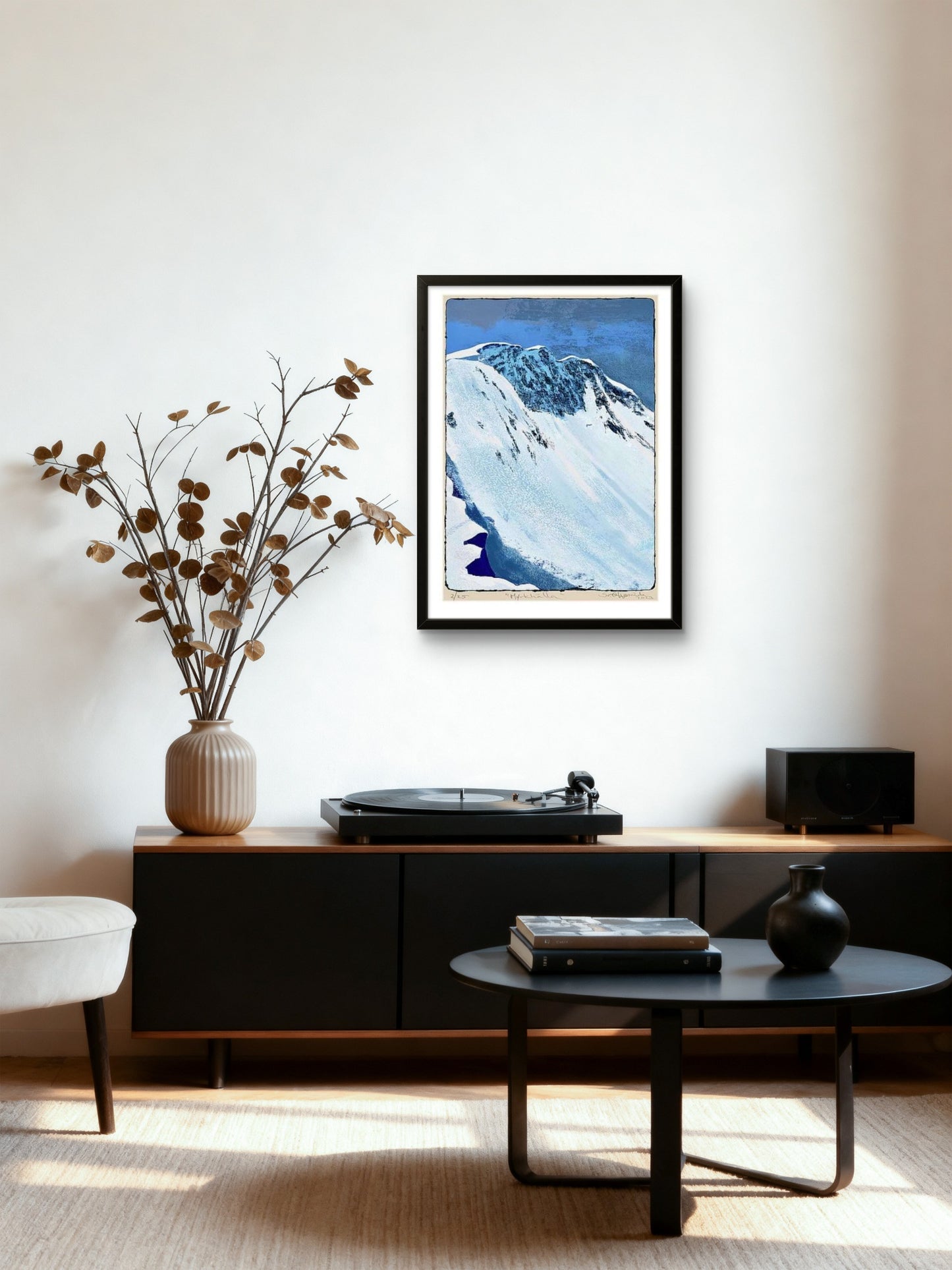 Signert og nummerert Mørkhålla giclée-print – detalj av signatur og kvalitetspapir