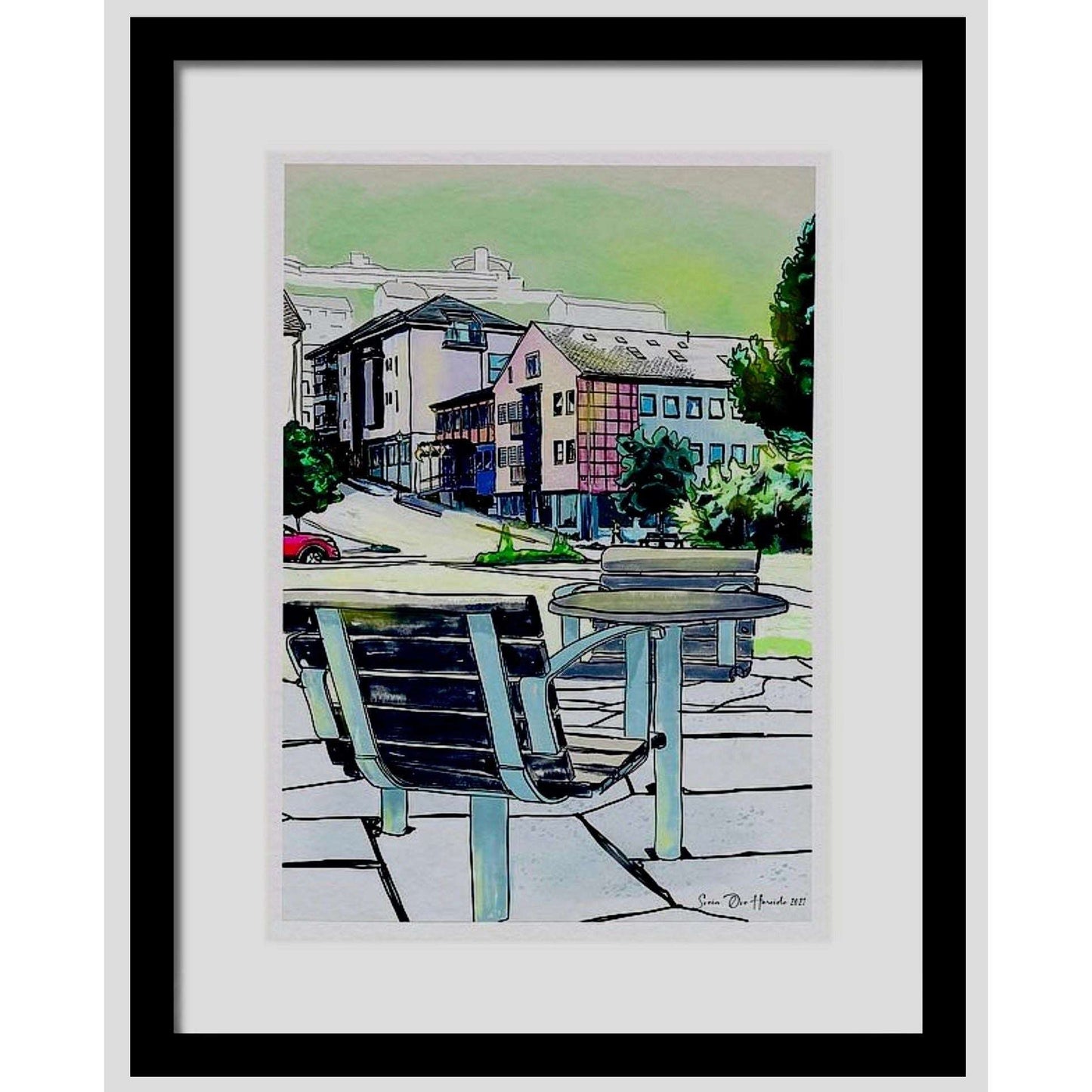Narvik Hotell Wivel i sort ramme – nostalgisk kunstprint av ikonisk Narvik-hotell, nordnorsk kulturhistorie av HareideART