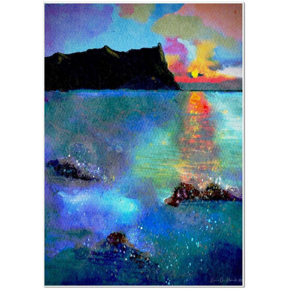 Rock in the sunset - HareideART