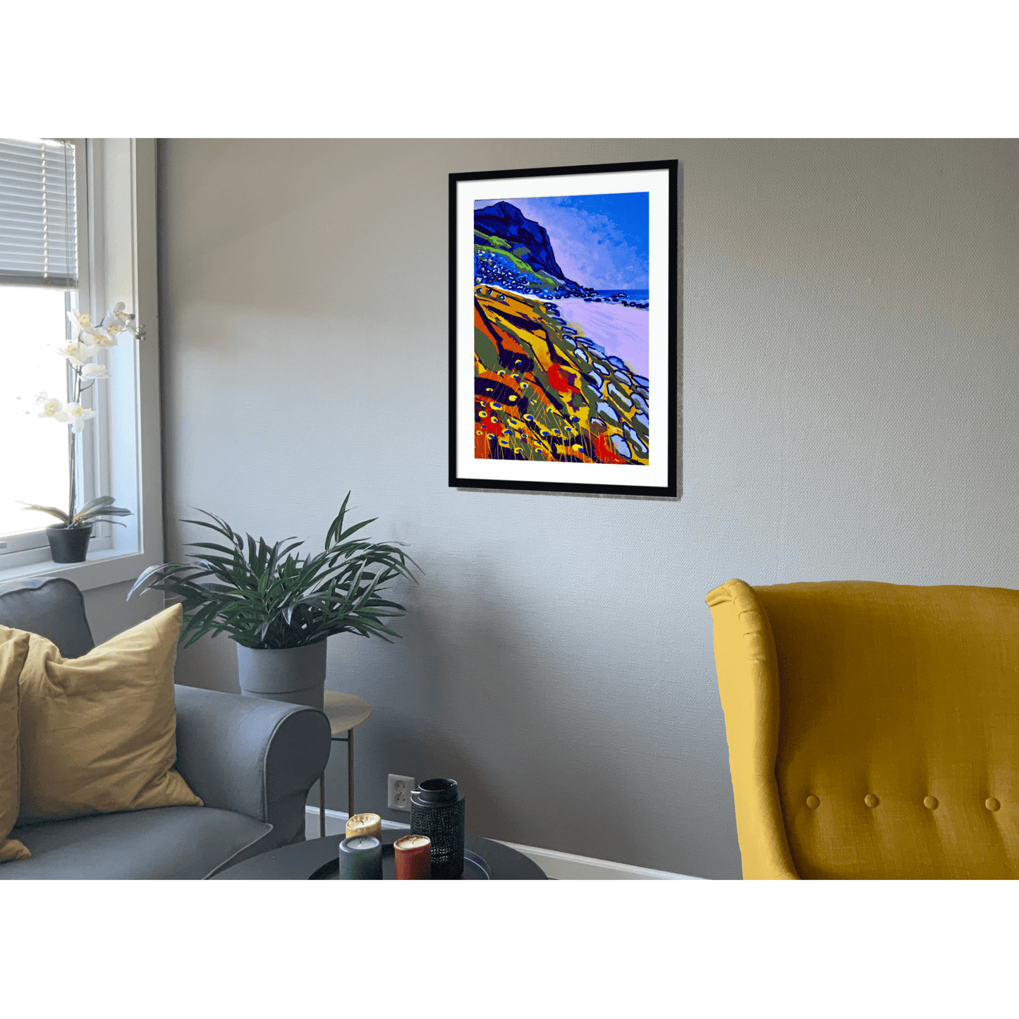 Klippe på Vestvågøy i Lofoten - på vegg HareideART