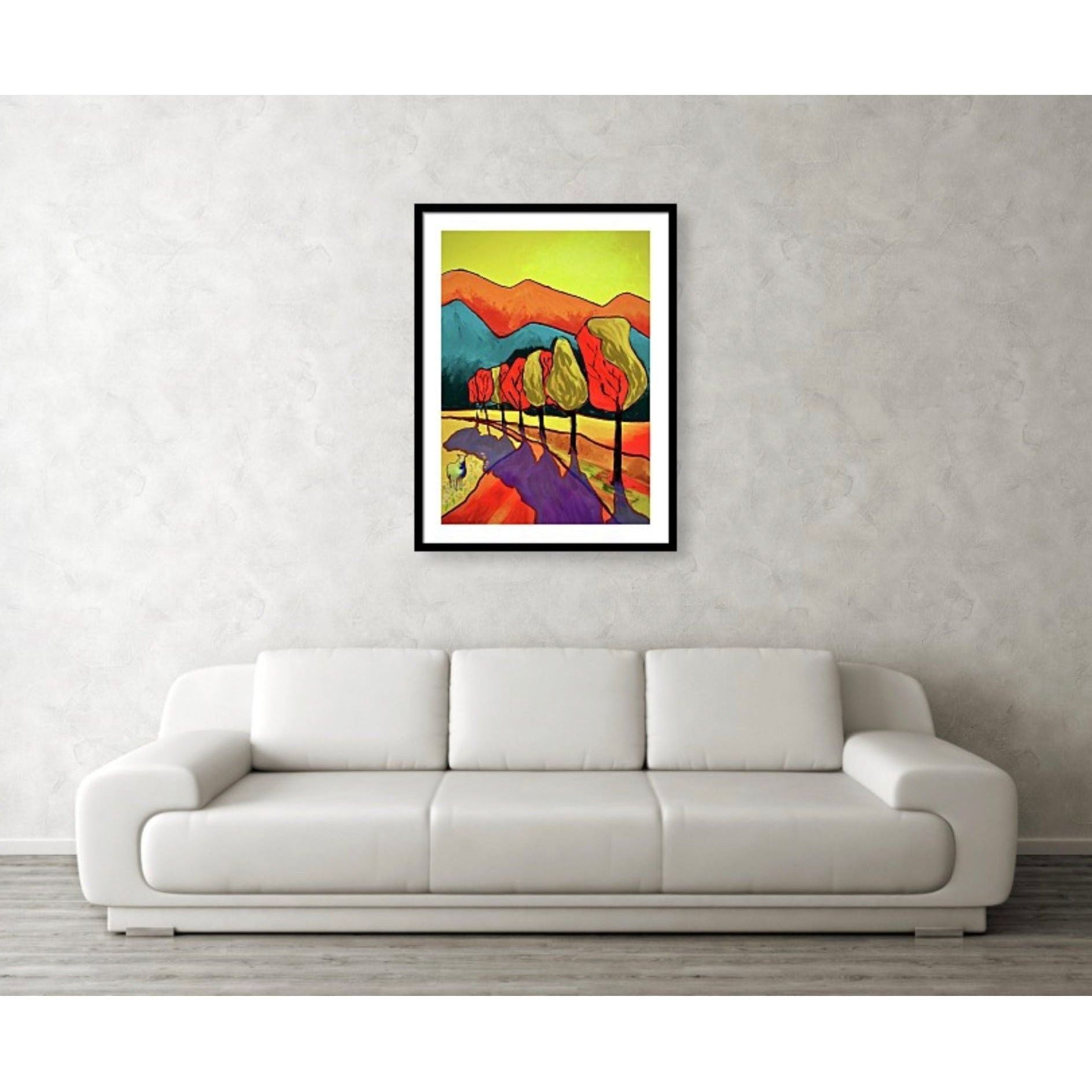 Landskap med fjell og trær - HareideART