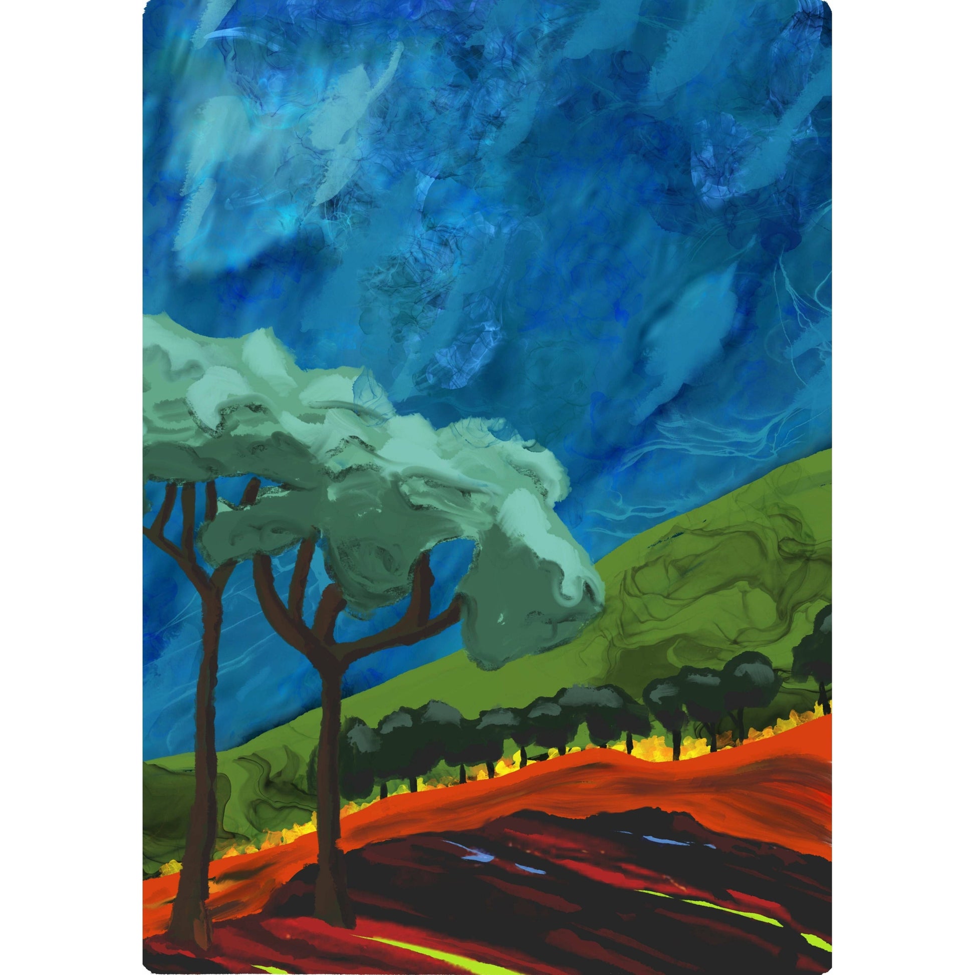 Skog i fargerikt landskap - HareideART