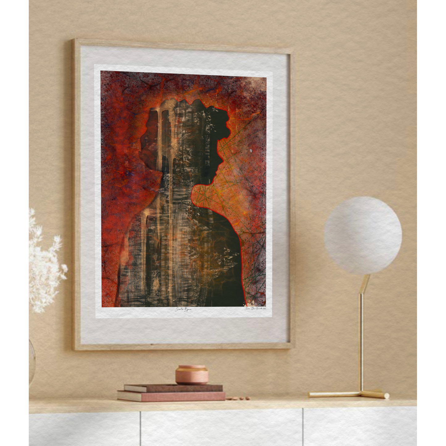 Svarta bjørn abstrakt i treramme