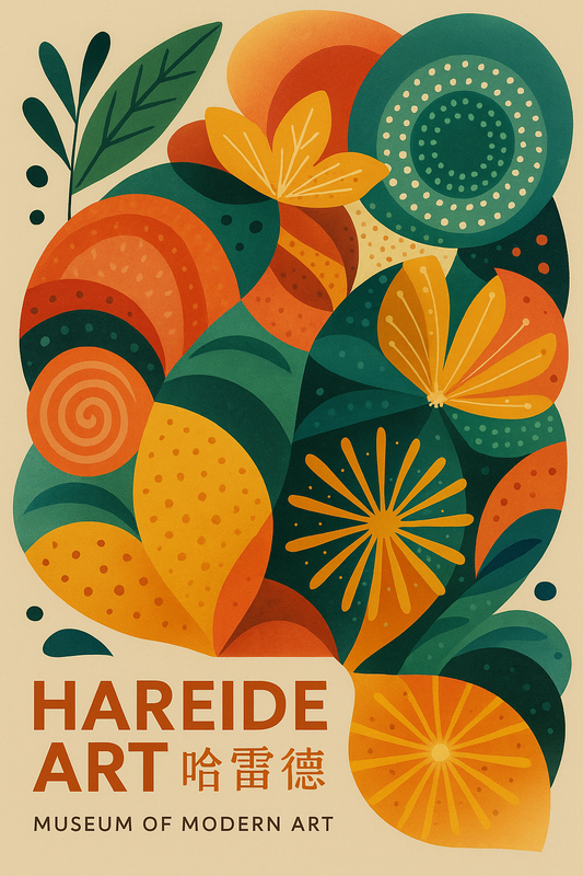 En illustrasjon av abstrakt kunst, hver gjennom en kunstplakater om Hareideart.com