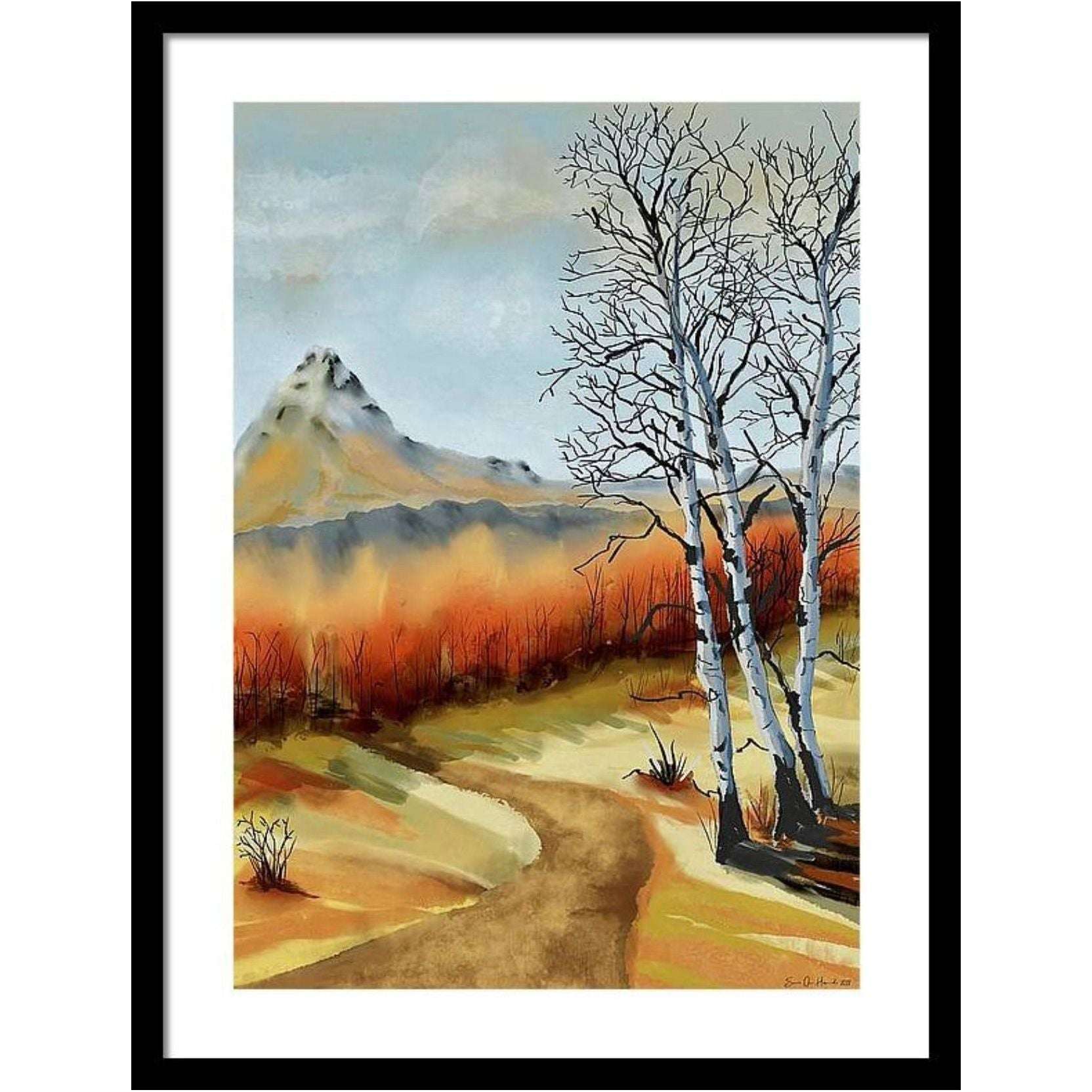 Høst i Norge – stemningsfull norsk høstlandskap med varme farger og naturlig ro, kunstprint av HareideART