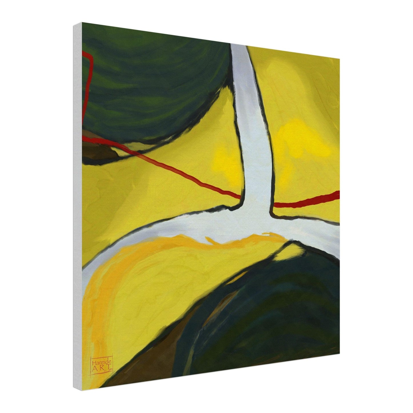 Red line in yellow landscape - HareideART