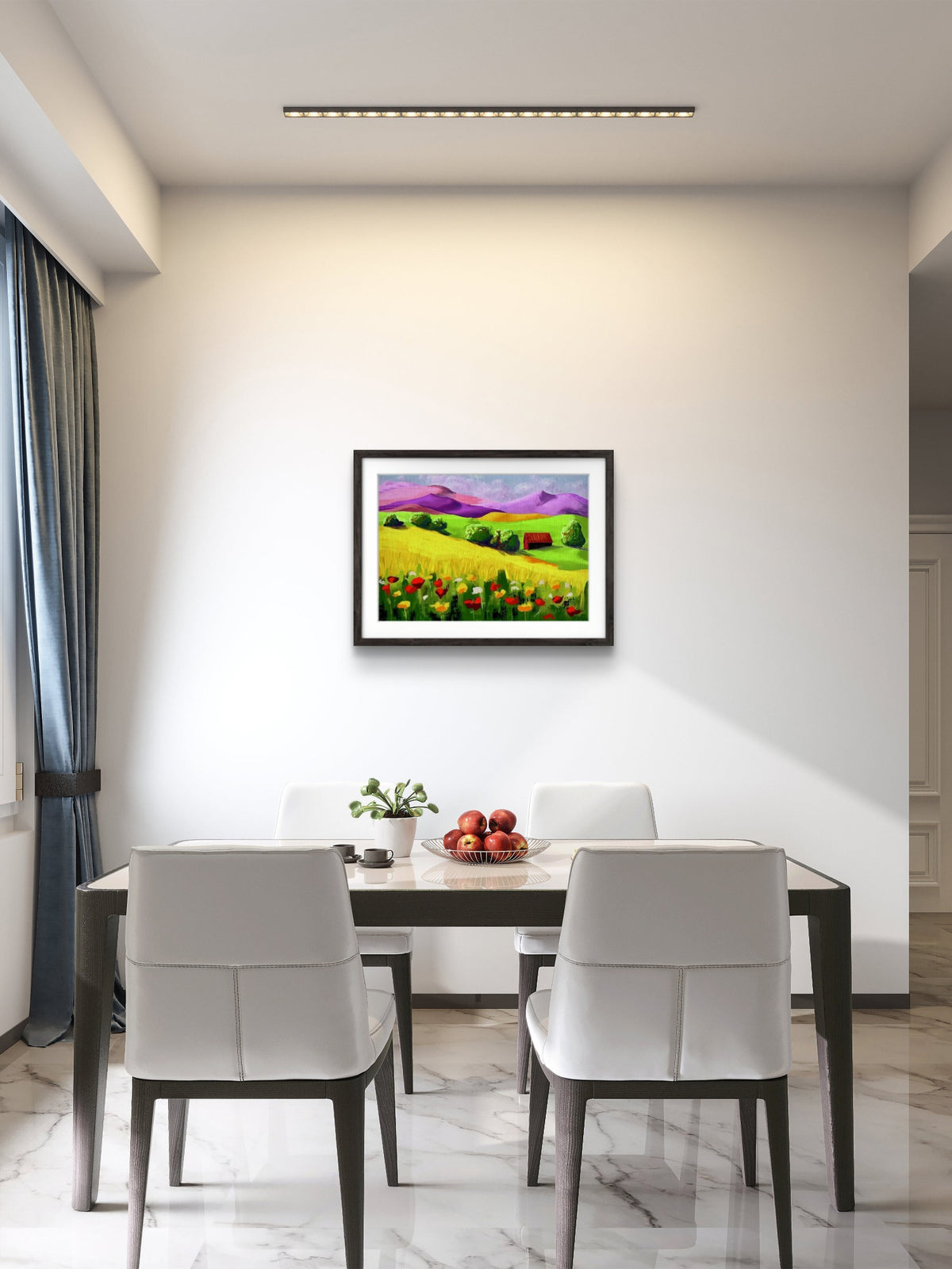 Sommerlandskap – størrelsesoversikt, giclée-trykk av HareideART