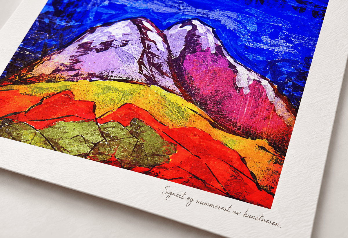 Abstrakt Landskap fra Nord – mockup i interiør, giclée-trykk av HareideART