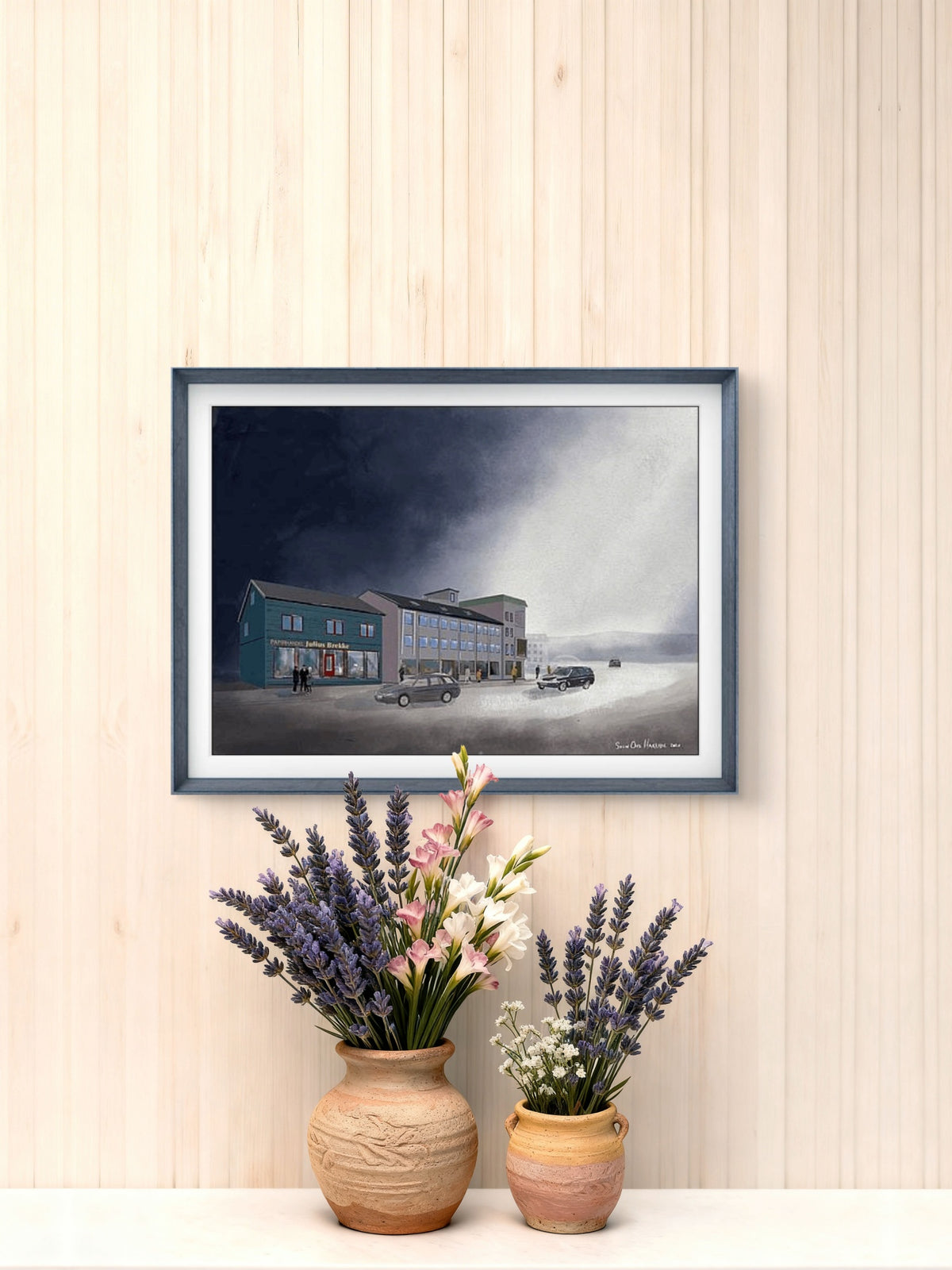 Brekkegården – historisk bygning i Narvik oppkalt etter Julius Brekke, vist i ramme, giclée-trykk