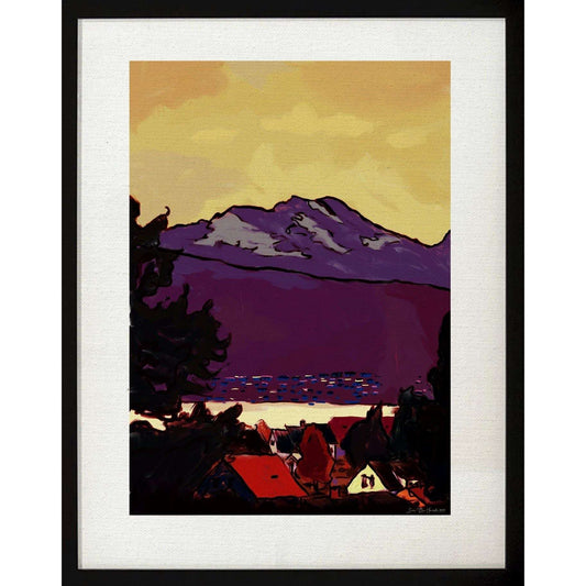 Dronninga – abstrakt kunstprint av Skjomtinden/Sovende Dronning ved Narvik i ekspressiv stil, HareideART