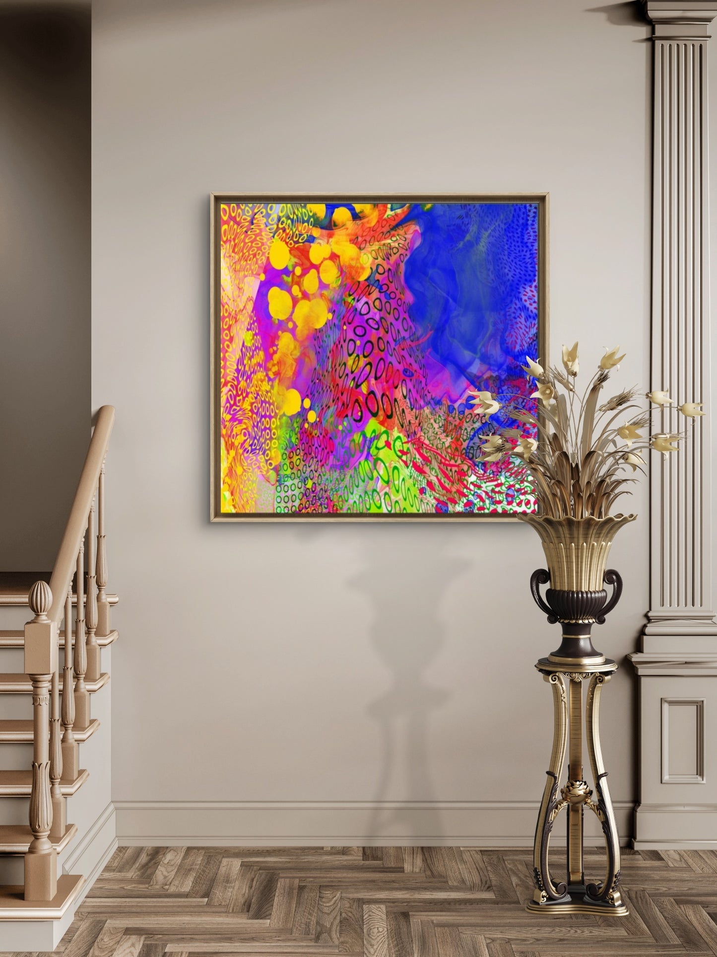 Abstractly digital - canvas og sort ramme HareideART