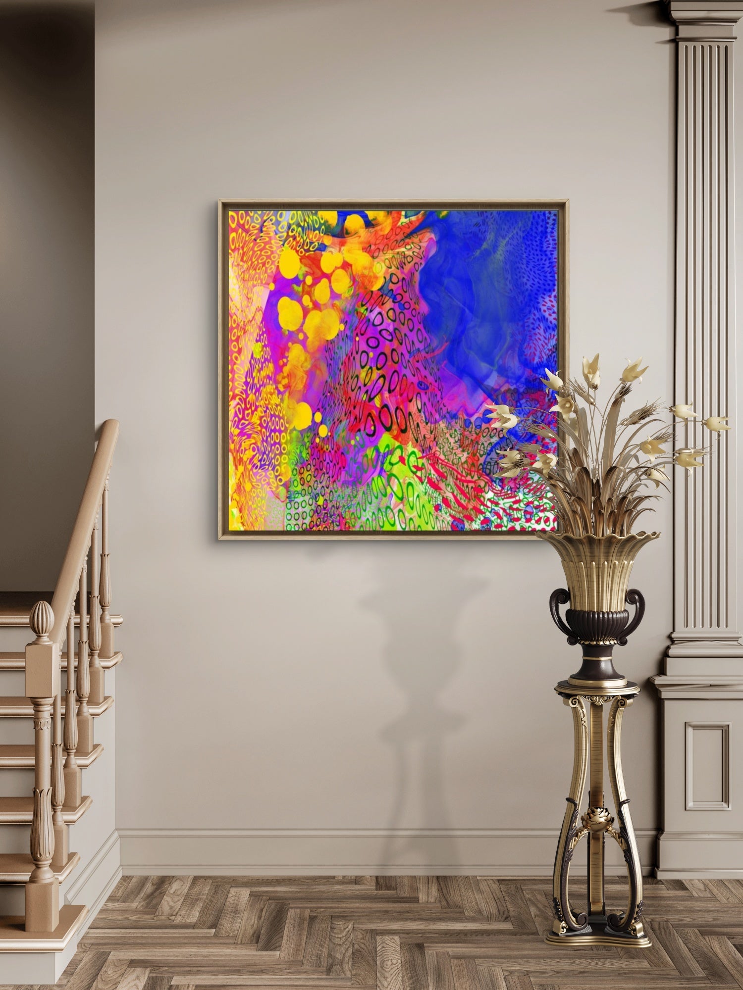 Abstractly digital - canvas og sort ramme HareideART