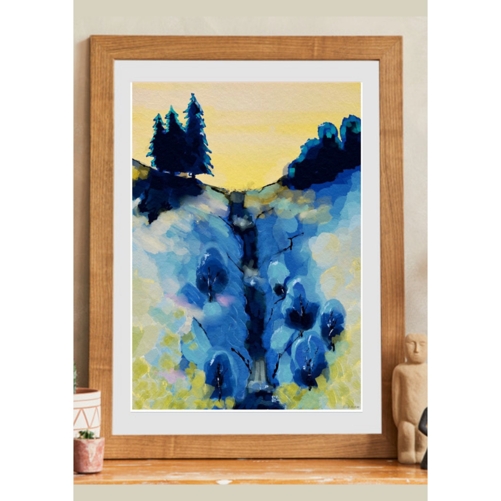 Abstrakt blå Naturkunst bekk – En reise inn i naturens abstrakte skjønnhet - HareideART