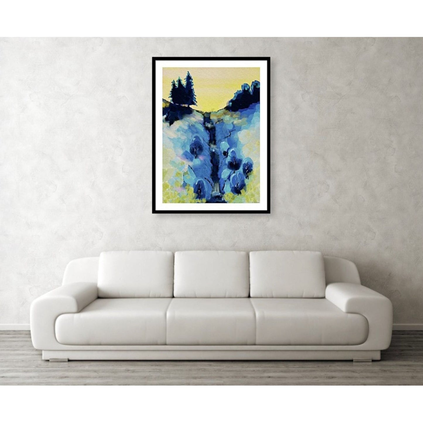 Abstrakt blå natur – bekk.  En reise inn i naturens abstrakte skjønnhet - malt av HareideART