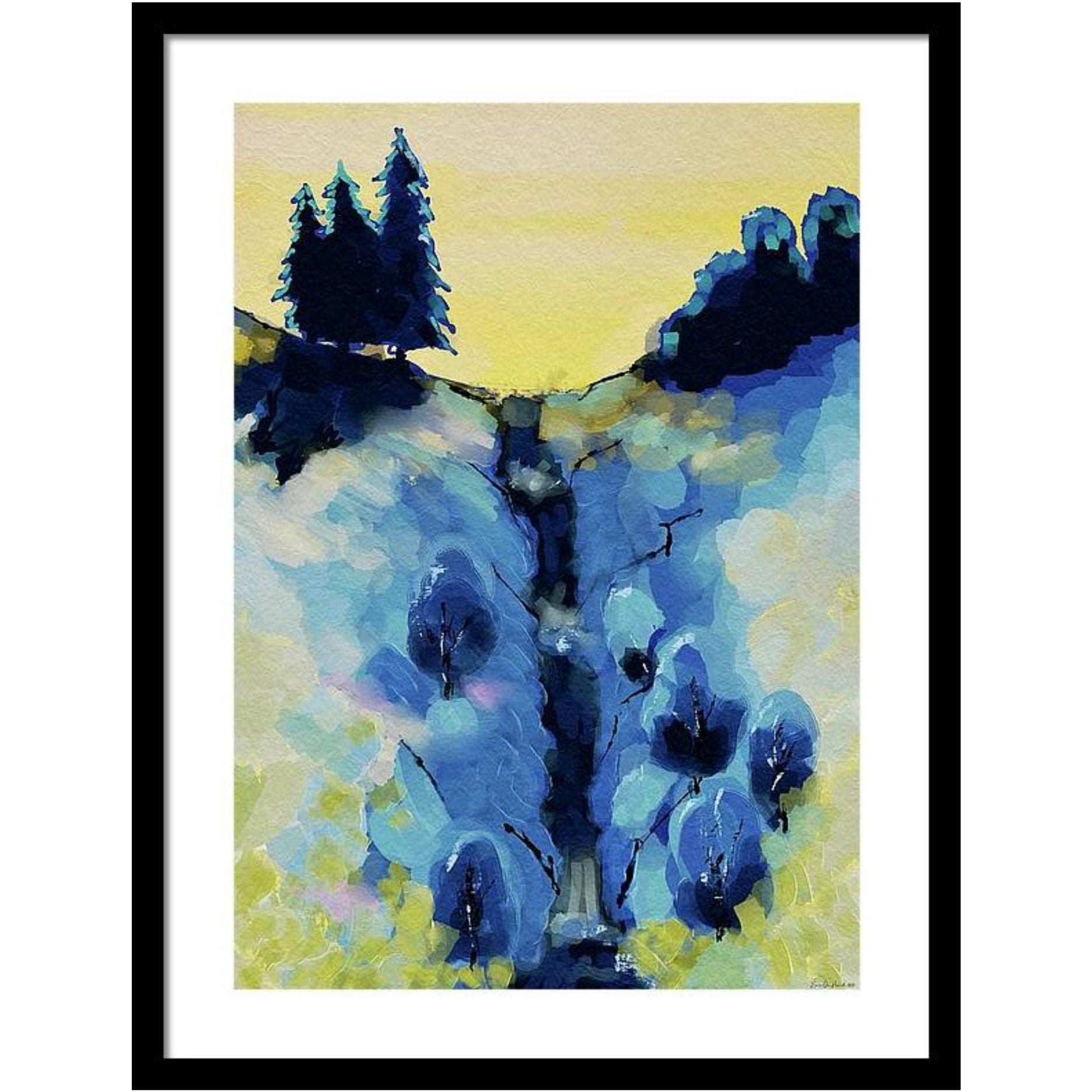 Abstrakt blå natur bekk  – En reise inn i naturens abstrakte skjønnhet - HareideART