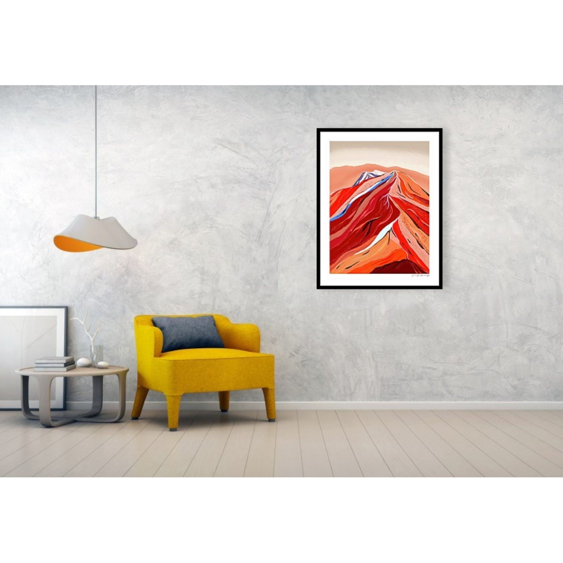 Blodrøde topper i skumringen - på vegg HareideART