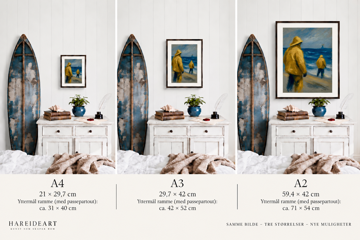 Brødre ved Havet – nordnorsk figurativt kystlivsmotiv, detaljbilde av HareideART