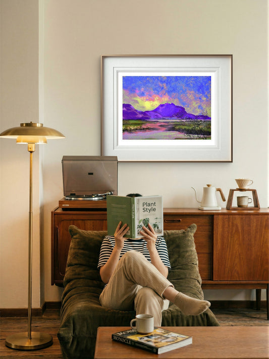 Dønnamannen uten ramme – majestetisk Helgeland-fjell i abstrakt nordnorsk naturscene, giclée print av HareideART