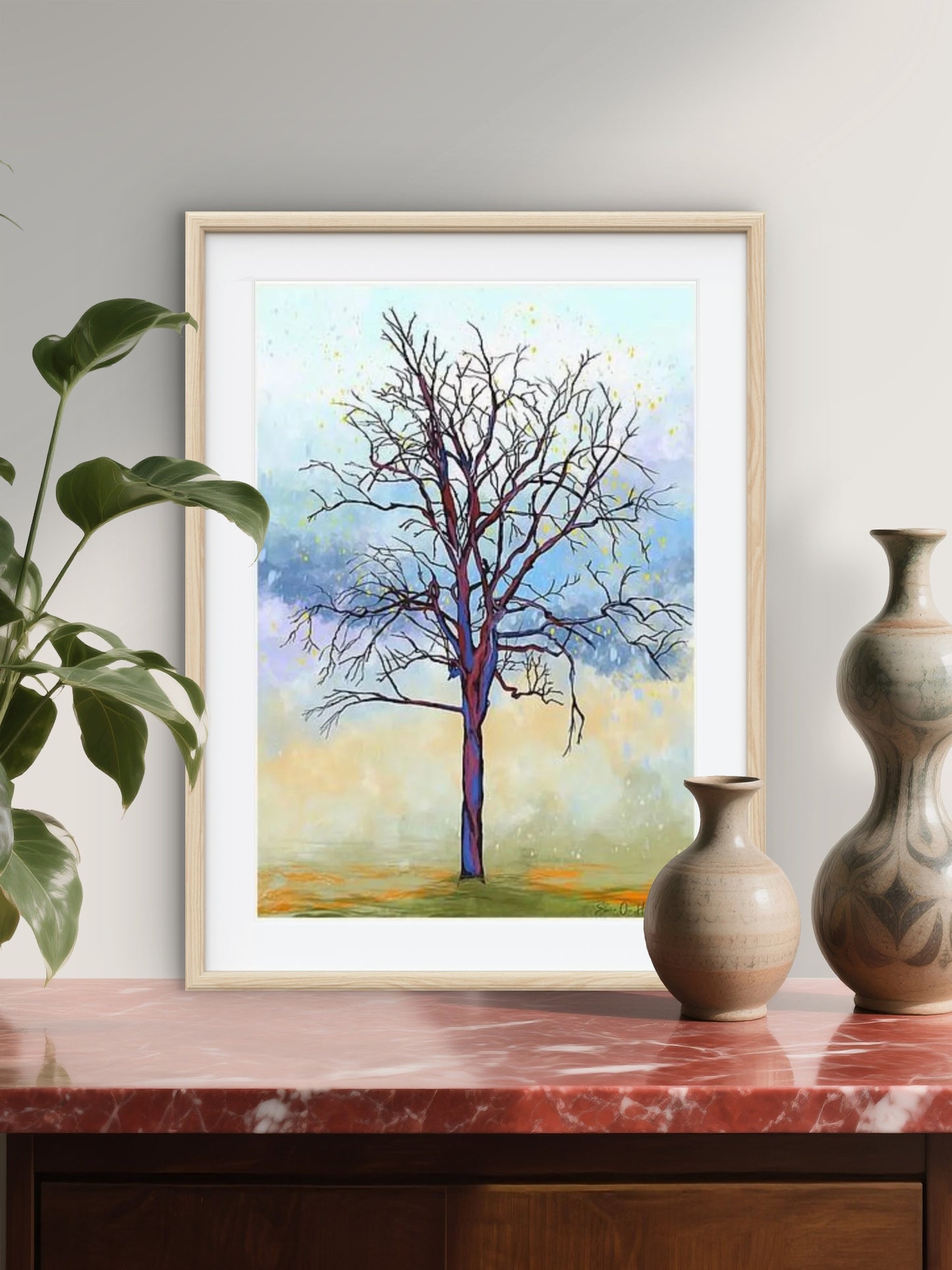 Det ensomme kraftige treet – abstrakt naturmotiv - HareideART