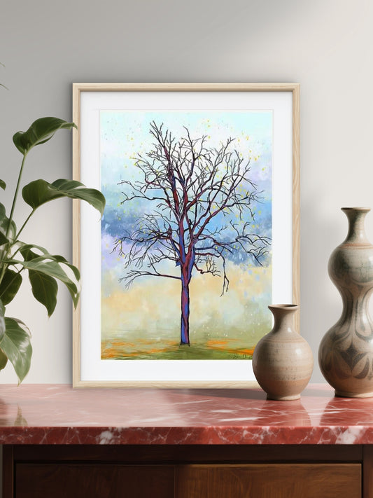 Det ensomme kraftige treet – abstrakt naturmotiv - HareideART