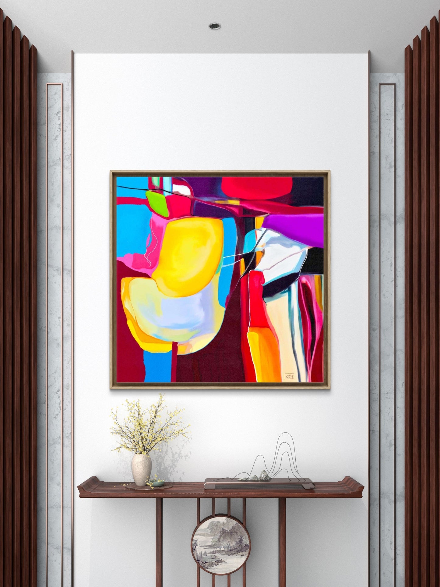 Gul stol - Canvas kunst - HareideART