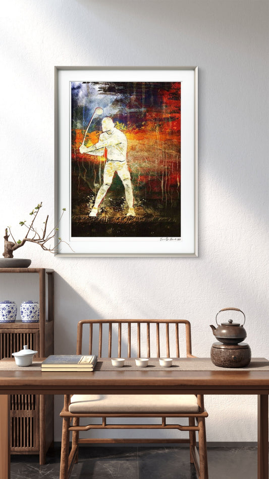 Elegance in motion – figurativt kunstverk med bevegelse og eleganse i flytende komposisjon, kunstprint av HareideART