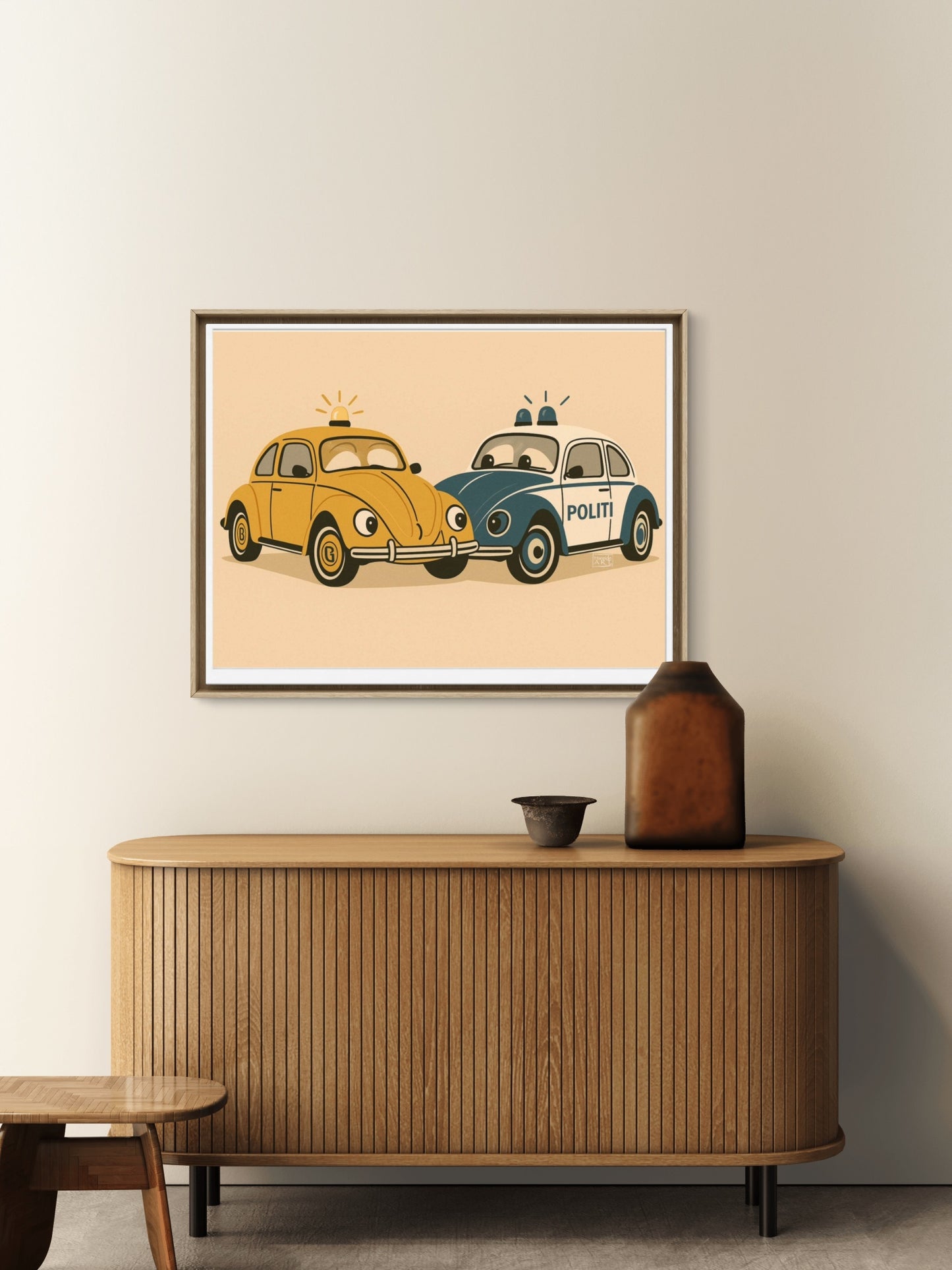 En_gul_boble_og_politibobla - kunstprint