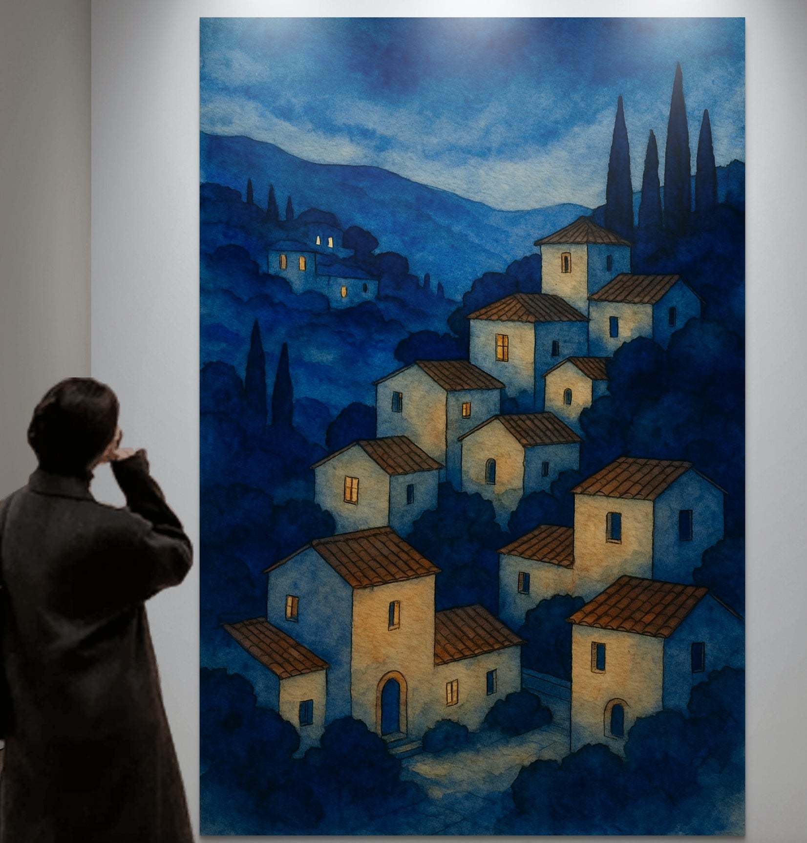 En spansk by på vegg i museum