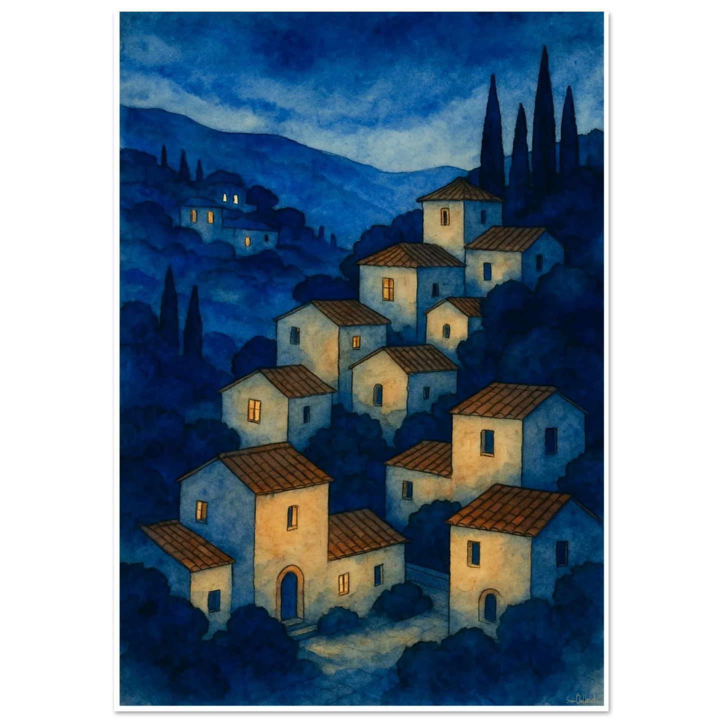 En spansk by som veggdekor